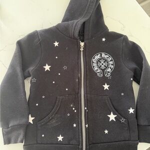 Kids chrome hearts zip up Black Star Hoodie